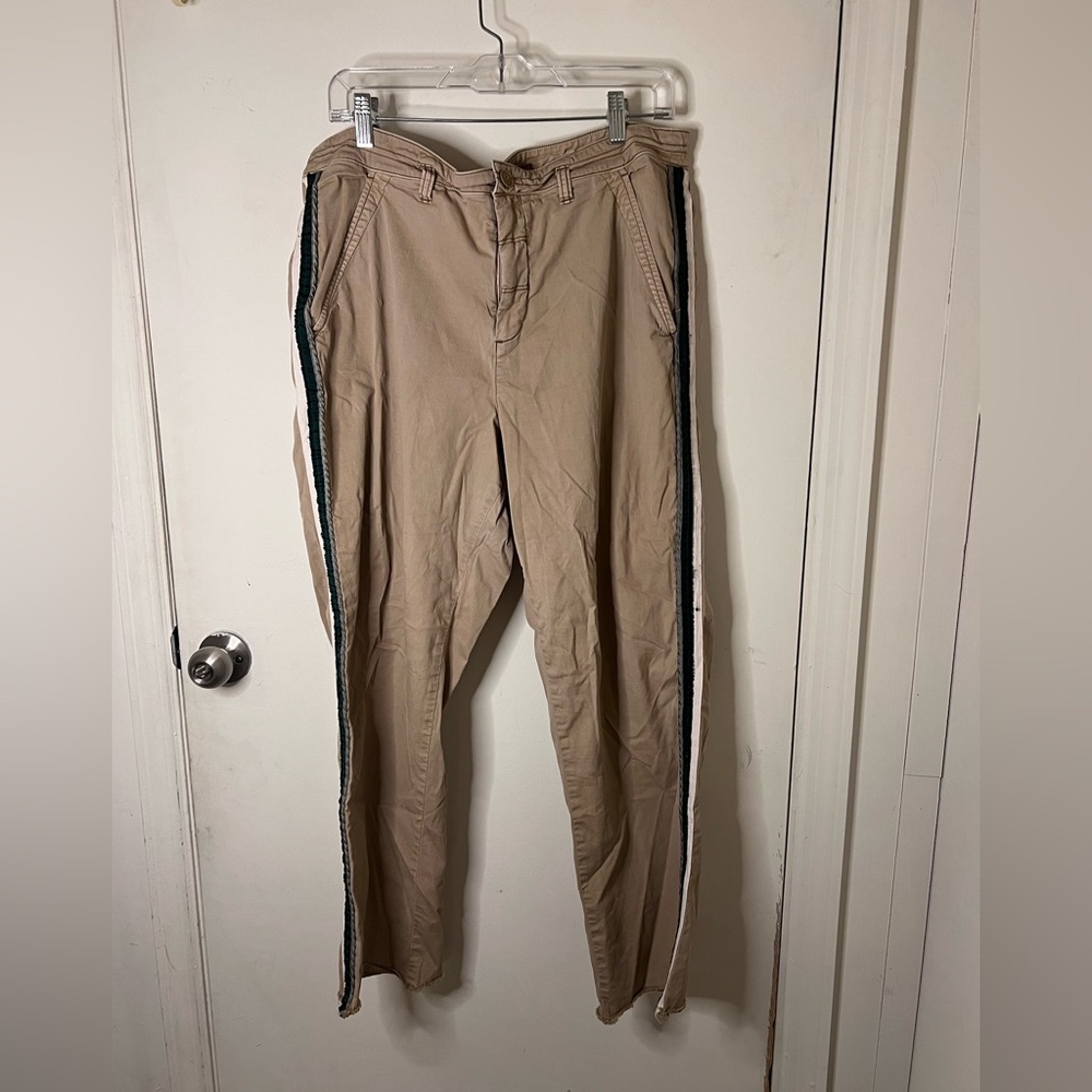 Pilcro Khaki Pants with Green Stripe